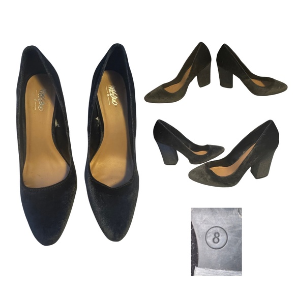 MOSSIMO SUPPLY CO VELVET BLOCK HEEL PUMPS - Picture 1 of 1